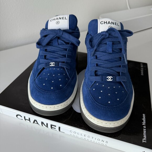CHANEL Royal Blue Suede Sneakers - Picture 2 of 8